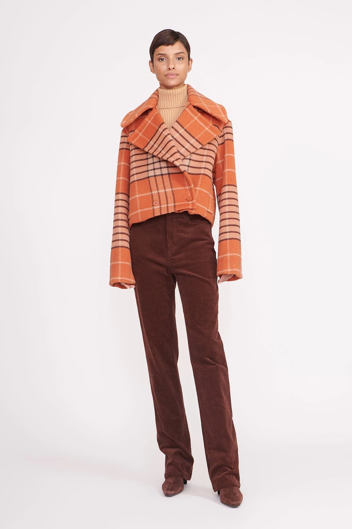 CARVER CROPPED COAT | PERSIMMON MEGA PLAID 2 CARVER CROPPED COAT | PERSIMMON MEGA PLAID - Image 2
