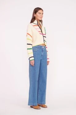 CROPPED HAMPTON SWEATER | CREAM RAINBOW MULTI -Fashion Shop CROPPED HAMPTON CREME RAINBOW MULTI 01612 web