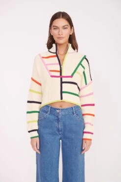CROPPED HAMPTON SWEATER | CREAM RAINBOW MULTI -Fashion Shop CROPPED HAMPTON CREME RAINBOW MULTI 01627 web