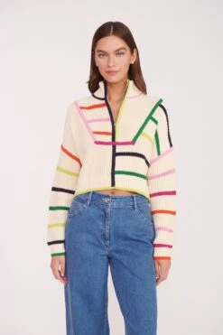 CROPPED HAMPTON SWEATER | CREAM RAINBOW MULTI