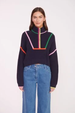 CROPPED HAMPTON SWEATER | NAVY MULTI -Fashion Shop CROPPED HAMPTON NAVY MULTI 01560 web
