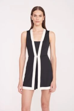 CROSS-COURT DRESS | BLACK IVORY -Fashion Shop Cross Court Dress Ivory Black 029 01597 web