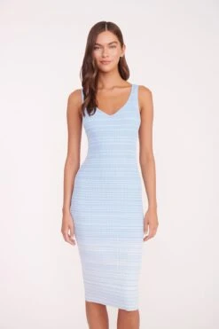 DANA DRESS | FRENCH BLUE WHITE -Fashion Shop DANA DRESS FRENCH BLUE WHITE CASPIAN WOVEN TAN 01825 web 97cdd9ba f967 4c47 b6eb d66261db5ce4
