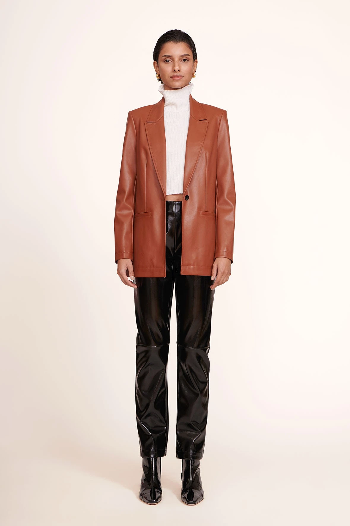 MADDEN BLAZER | WHISKEY VEGAN LEATHER 3 MADDEN BLAZER | WHISKEY VEGAN LEATHER - Image 3