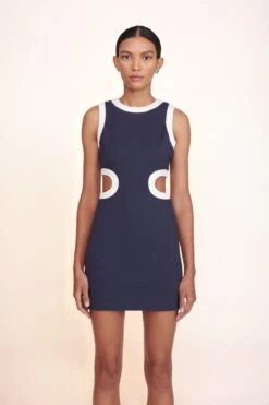 MINI DOLCE DRESS | NAVY WHITE -Fashion Shop Mini Dolce Dress Navy White 00213 web