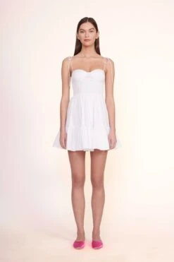 JANINE MULE | BLOSSOM SATIN -Fashion Shop Mini Landry Dress White 00654 web 1