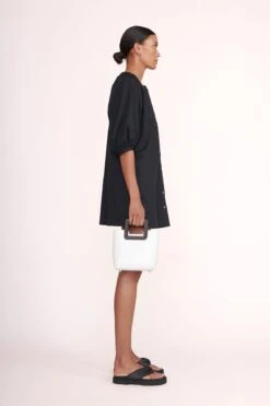 MINI SHIRLEY LEATHER BAG | WHITE BLACK -Fashion Shop Mini Vincent Dress Navy 00524 web