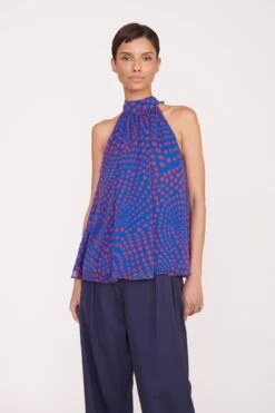 MARLOWE TOP | LAPIS WAVY DOT