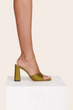 SLOANE HEEL | OLIVE SATIN -Fashion Shop SLOANE HEEL OLIVE SATIN 1 web