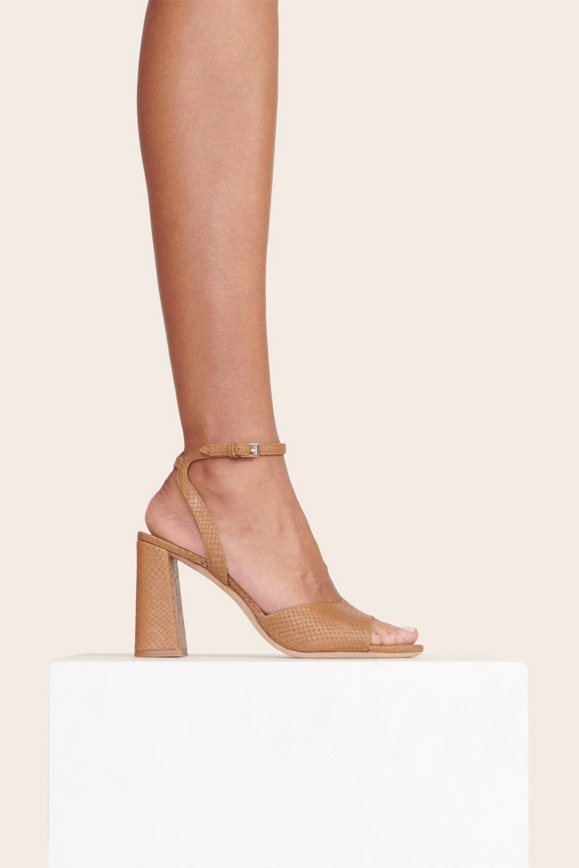 SOLANGE HEEL | TAN SNAKE EMBOSSED 5 SOLANGE HEEL | TAN SNAKE EMBOSSED - Image 5