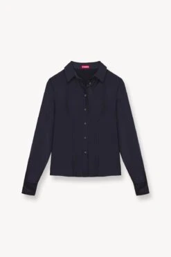 BOGART TOP | NAVY -Fashion Shop STAUD BOGART WOVEN TOP NAVY FALL 23 ECOM 1