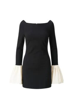 HAWTHORNE DRESS | BLACK IVORY -Fashion Shop STAUD HAWTHORNEDRESS BLACKIVORY ECOM 1