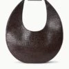 LARGE MOON BAG | ESPRESSO CROC EMBOSSED