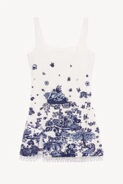 LE SABLE DRESS | BLUE TOILE -Fashion Shop STAUD LE SABLE DRESS CHINE BLUE TOILE HOLIDAY 22 ECOM 1