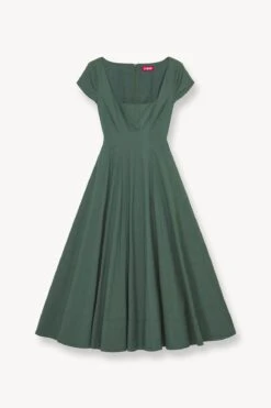 SHORT SLEEVE WELLS DRESS | PINE 10 SHORT SLEEVE WELLS DRESS | PINE -Fashion Shop STAUD SHORT SLEEVE WELLS DRESS PINE FALL 23 ECOM 1
