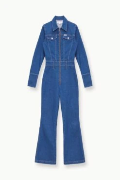 STAUD + WRANGLER THE BODY JUMPSUIT | DARK RINSE -Fashion Shop STAUD THEBODYJUMPSUIT34 JUMPSUITROMPER DARKRINSE WRANGLER 23 ECOM 1