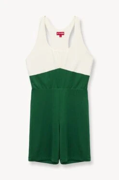 BOUNCE SHORT UNITARD | COURT GREEN IVORY 10 BOUNCE SHORT UNITARD | COURT GREEN IVORY -Fashion Shop STAUD UNKNOWN SHORT JUMPSUIT GREEN SUPF 23 ECOM 1