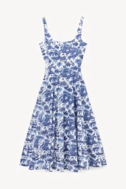 WELLS DRESS | BLUE TOILE 12 WELLS DRESS | BLUE TOILE -Fashion Shop STAUD WELLS DRESS BLUE TOILE HOLIDAY 22 ECOM 1