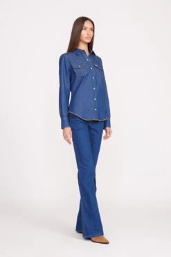 STAUD + WRANGLER THE WESTERN SHIRT | DARK RINSE -Fashion Shop Wrangler 0811 web