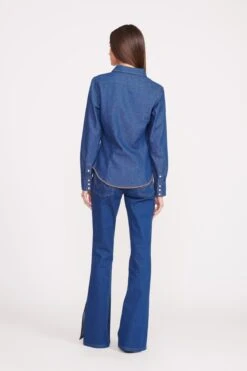 STAUD + WRANGLER THE WESTERN SHIRT | DARK RINSE -Fashion Shop Wrangler 0818 web