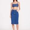 STAUD + WRANGLER THE PENCIL SKIRT | DARK RINSE