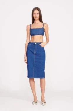 Fashion Shop 6 STAUD + WRANGLER THE PENCIL SKIRT | DARK RINSE