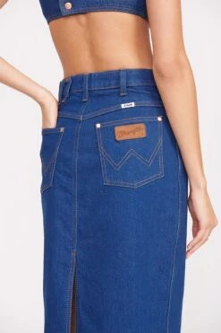 STAUD + WRANGLER THE PENCIL SKIRT | DARK RINSE 10 STAUD + WRANGLER THE PENCIL SKIRT | DARK RINSE -Fashion Shop Wrangler 1048 web