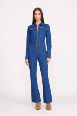 STAUD + WRANGLER THE BODY JUMPSUIT | DARK RINSE
