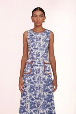 BAIT DRESS | BLUE TOILE WHISKEY -Fashion Shop bait dress blue toile 00575 web
