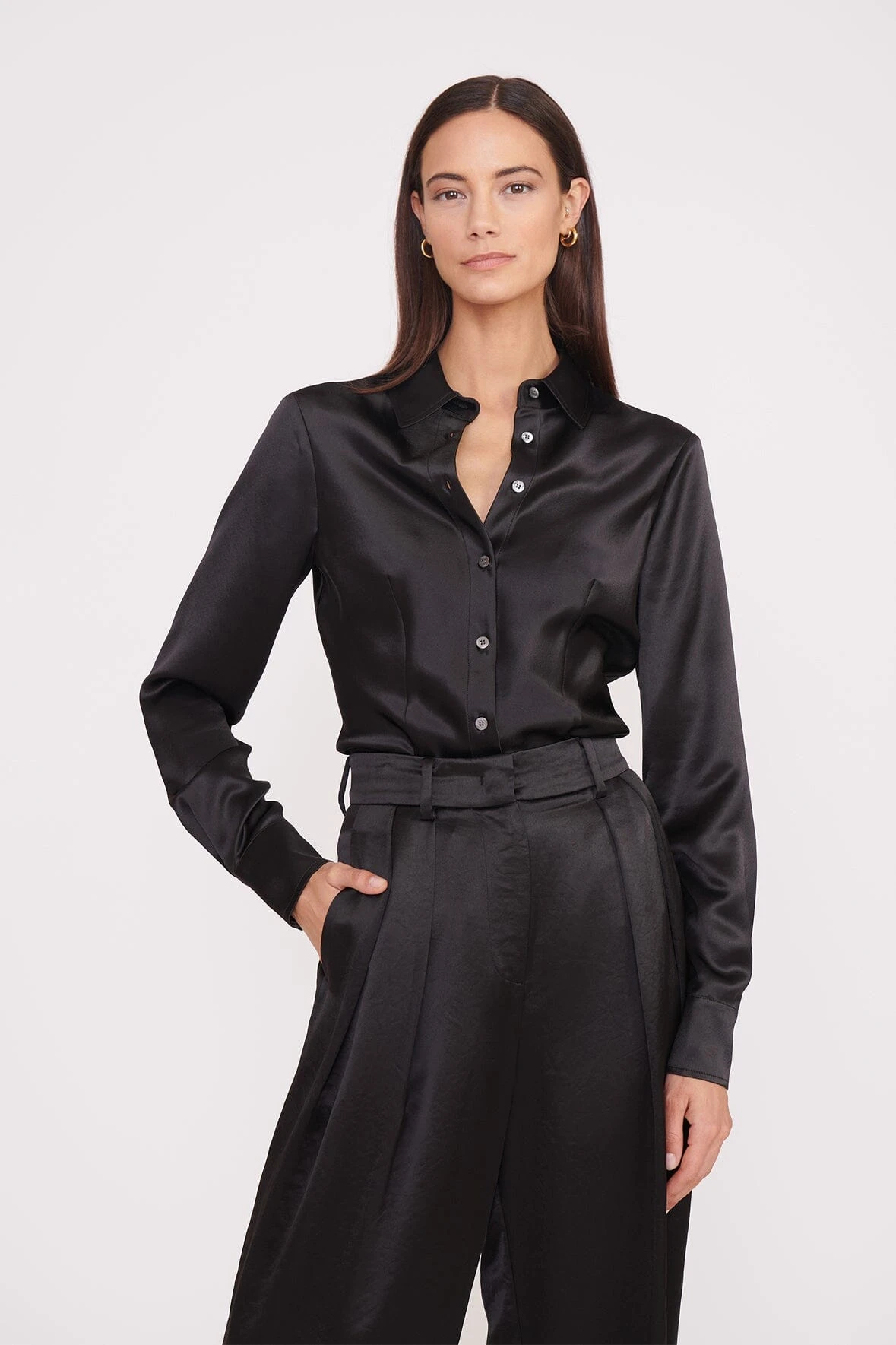 LUISA PANT | BLACK SATIN 2 LUISA PANT | BLACK SATIN - Image 2