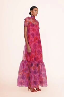 CALLUNA DRESS | MAGENTA PAINTED FLORAL -Fashion Shop calluna dress magenta 00775 web