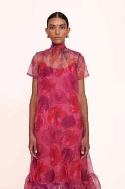 CALLUNA DRESS | MAGENTA PAINTED FLORAL -Fashion Shop calluna dress magenta 00788 web