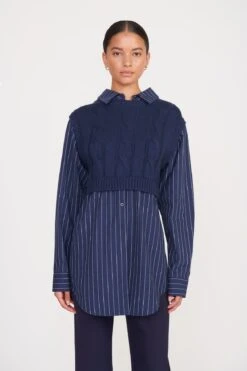 COOPER TOP | NAVY PINSTRIPE