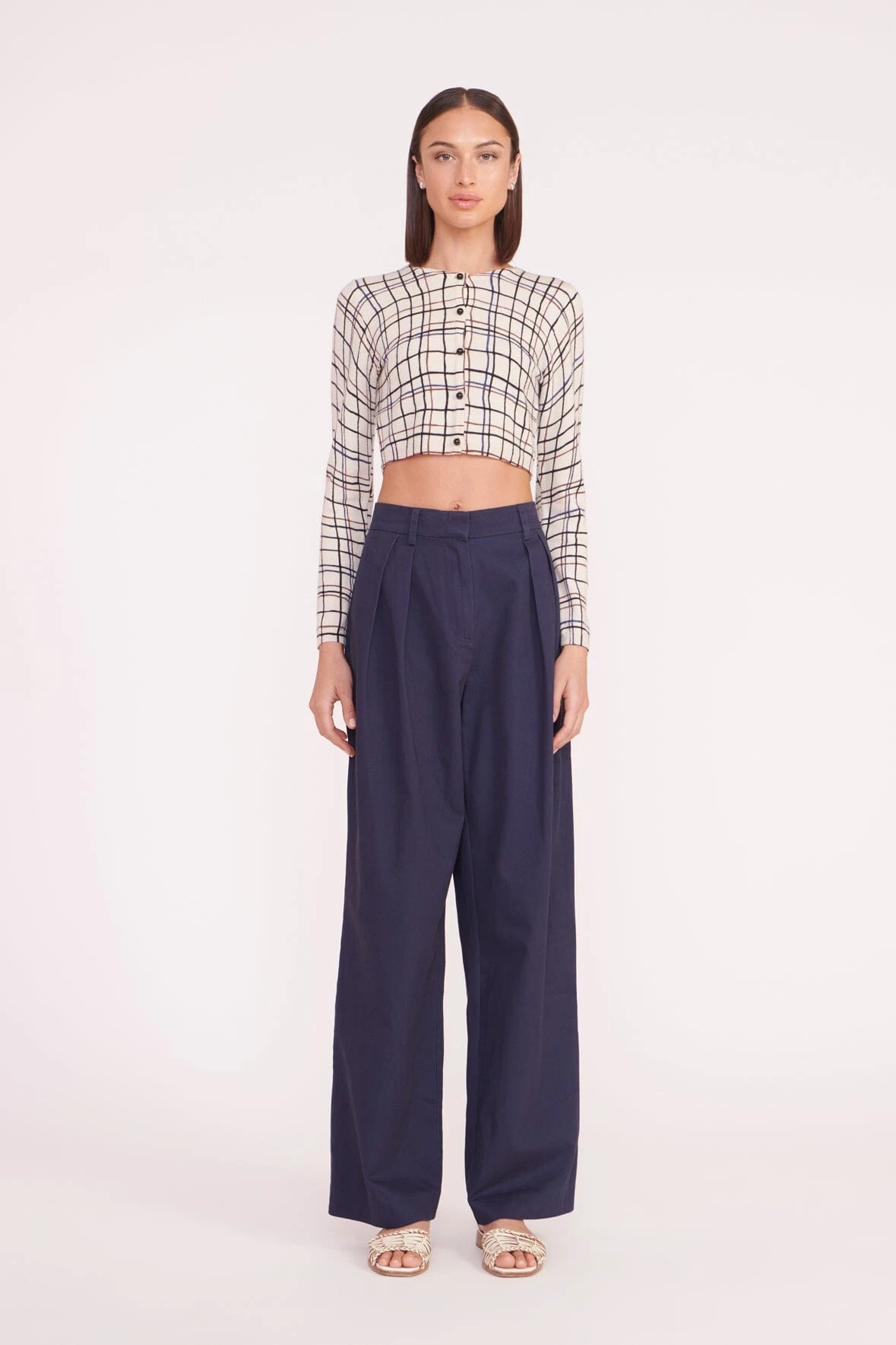 DEANNA SWEATER | CREME DRAWN PLAID 2 DEANNA SWEATER | CREME DRAWN PLAID - Image 2