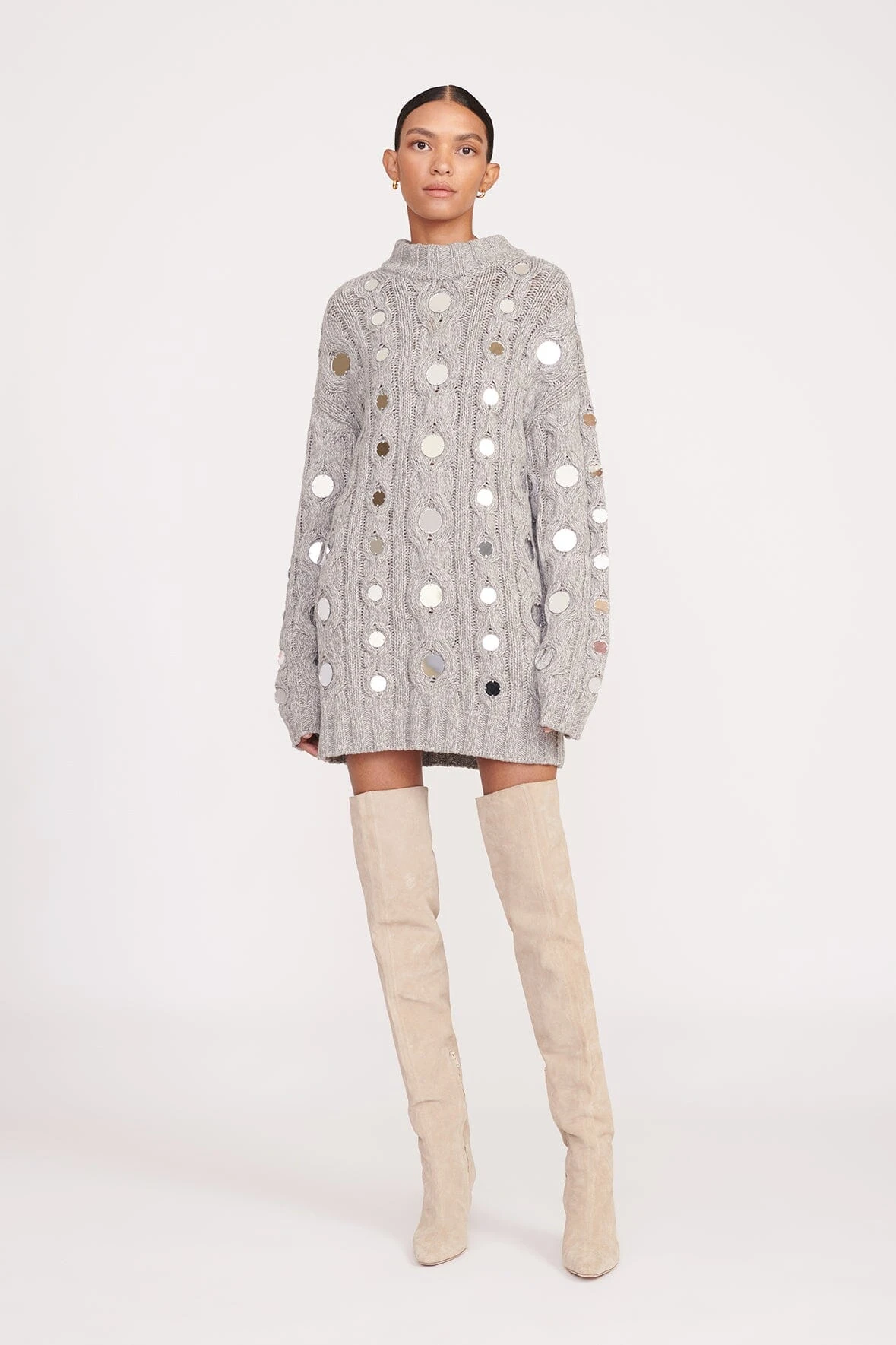 BEEHIVE MIRRORED SWEATER | HEATHER GREY 3 BEEHIVE MIRRORED SWEATER | HEATHER GREY - Image 3