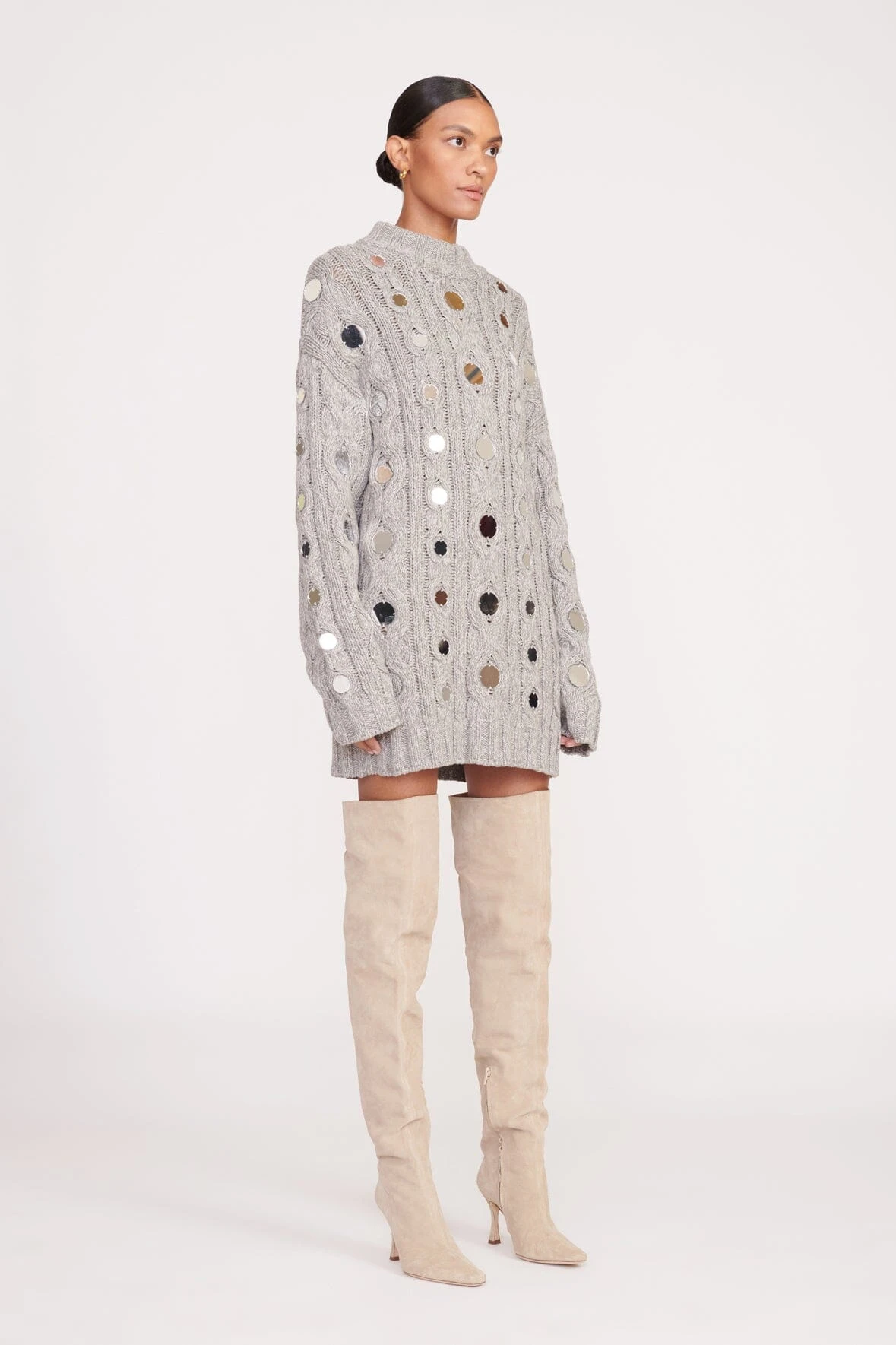 BEEHIVE MIRRORED SWEATER | HEATHER GREY 2 BEEHIVE MIRRORED SWEATER | HEATHER GREY - Image 2