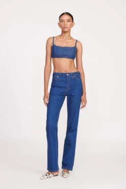 STAUD + WRANGLER THE JEAN BIKINI TOP | DARK RINSE -Fashion Shop fall 23 1810 web
