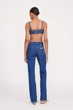 STAUD + WRANGLER THE JEAN BIKINI TOP | DARK RINSE -Fashion Shop fall 23 1823 web