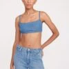 STAUD + WRANGLER THE JEAN BIKINI TOP | MID BLUE