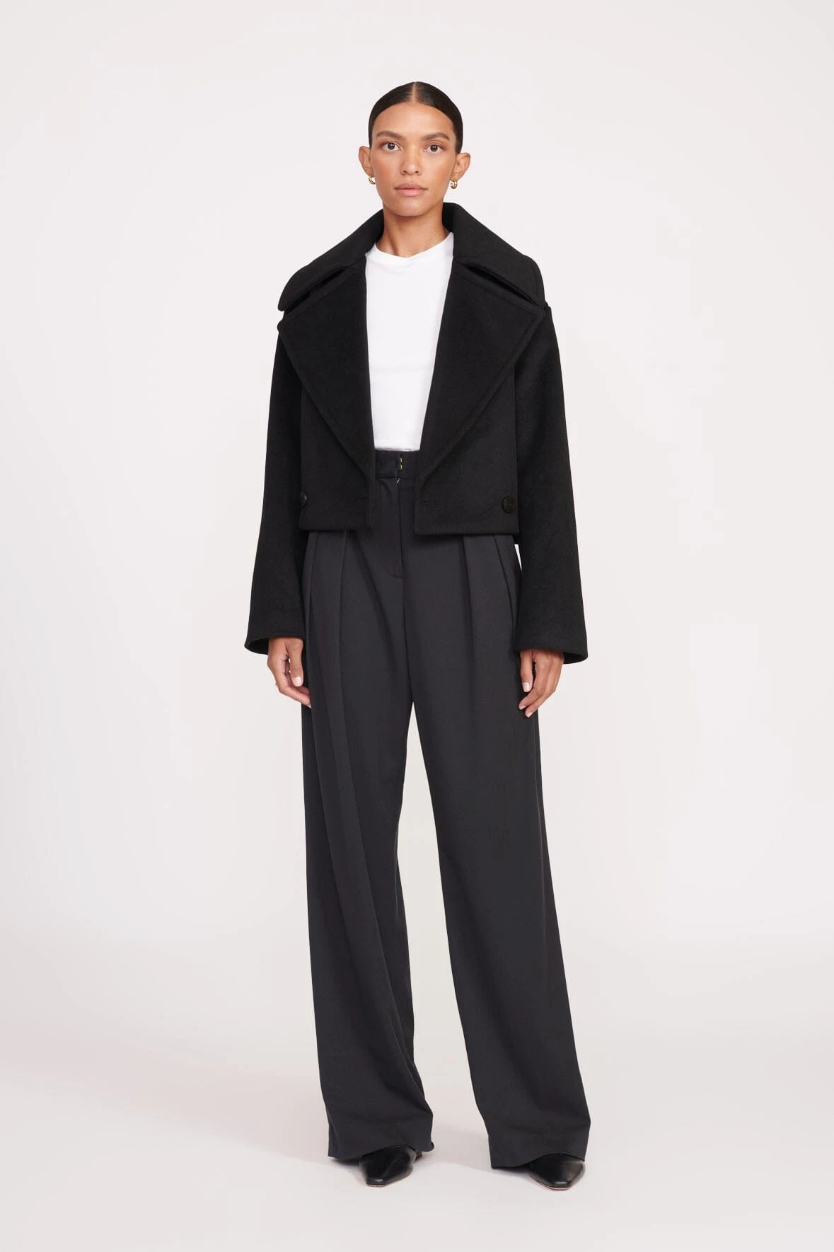 CARVER CROPPED COAT | BLACK 4 CARVER CROPPED COAT | BLACK - Image 4