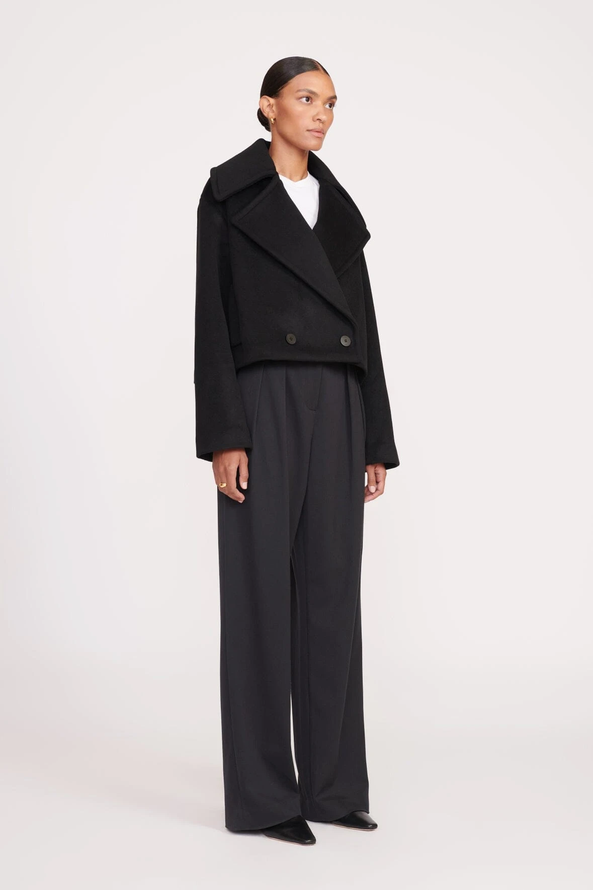 CARVER CROPPED COAT | BLACK 3 CARVER CROPPED COAT | BLACK - Image 3