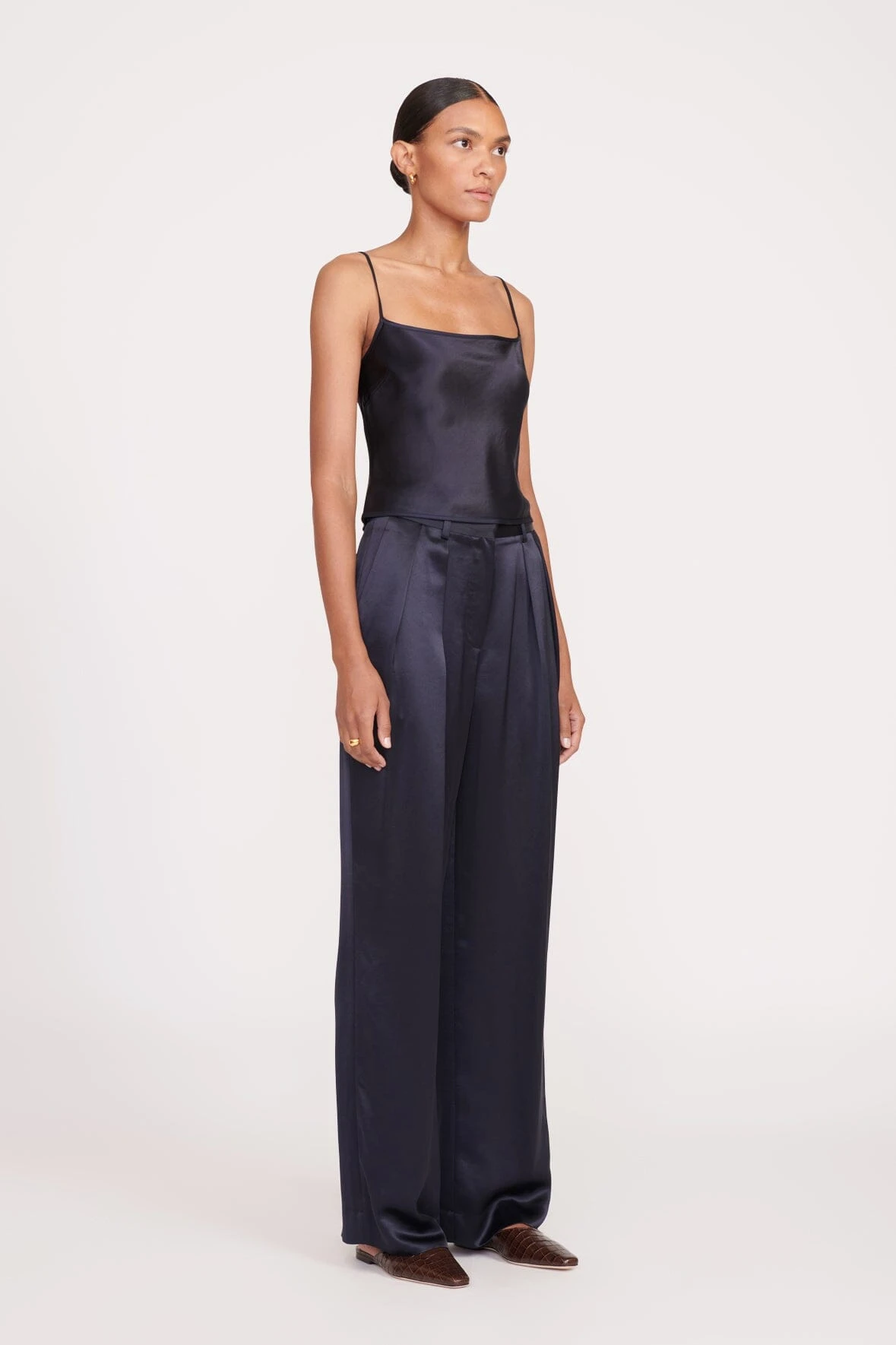 LUISA PANT | NAVY SATIN 2 LUISA PANT | NAVY SATIN - Image 2