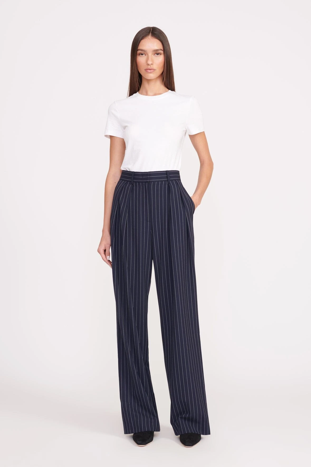 LUISA PANT | NAVY PINSTRIPE 1 LUISA PANT | NAVY PINSTRIPE